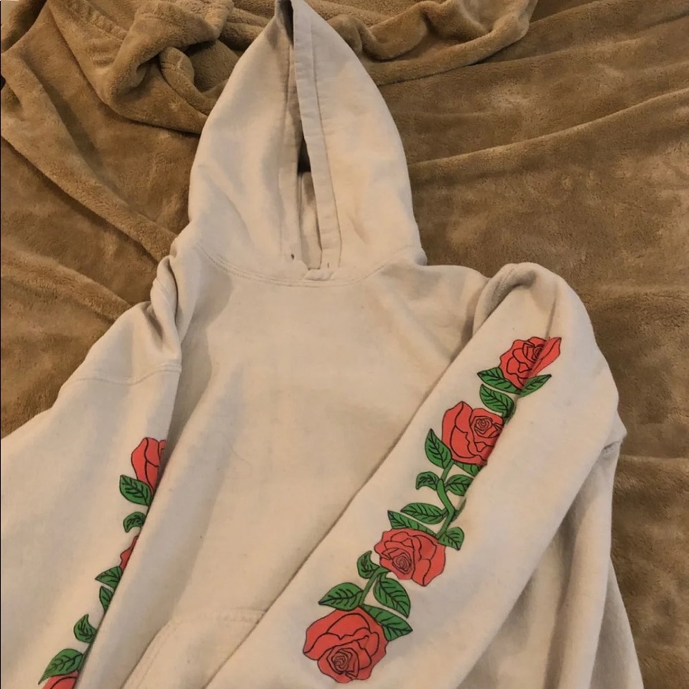 Beige hoodie with flowers